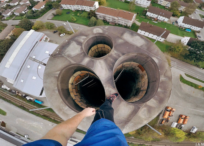 See How This Guy Climbs A Chimney In Germany