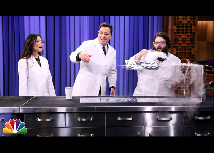 Jimmy Fallon And Lucy Liu Perform Science Experiments With Kevin Delaney