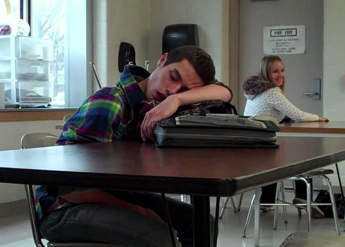 The Teacher Pranks A Sleeping Student In The Classroom