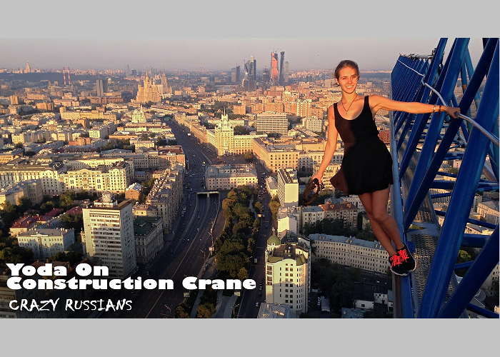 See How Crazy Russians Climb A Construction Crane In Moscow